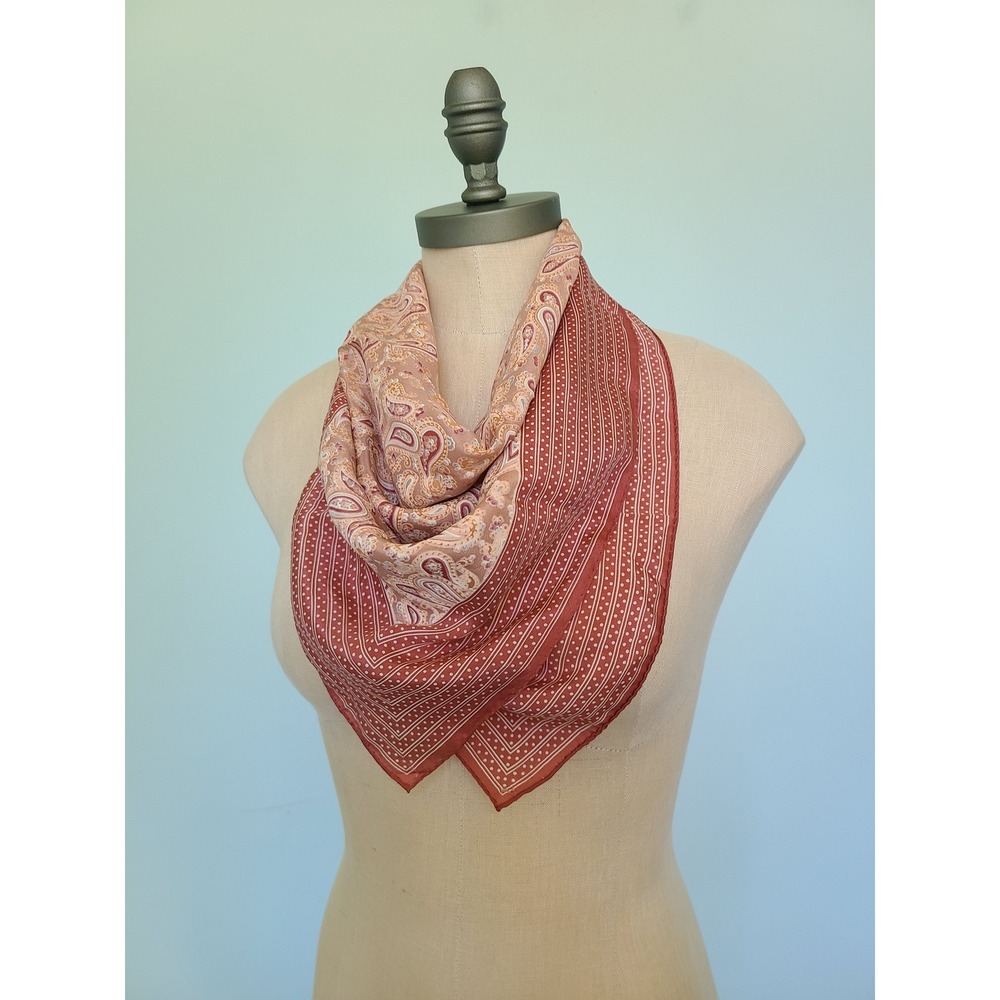 VTG Diane Von Furstenberg Silk Scarf Pink Paisley Square Western 70's Festival